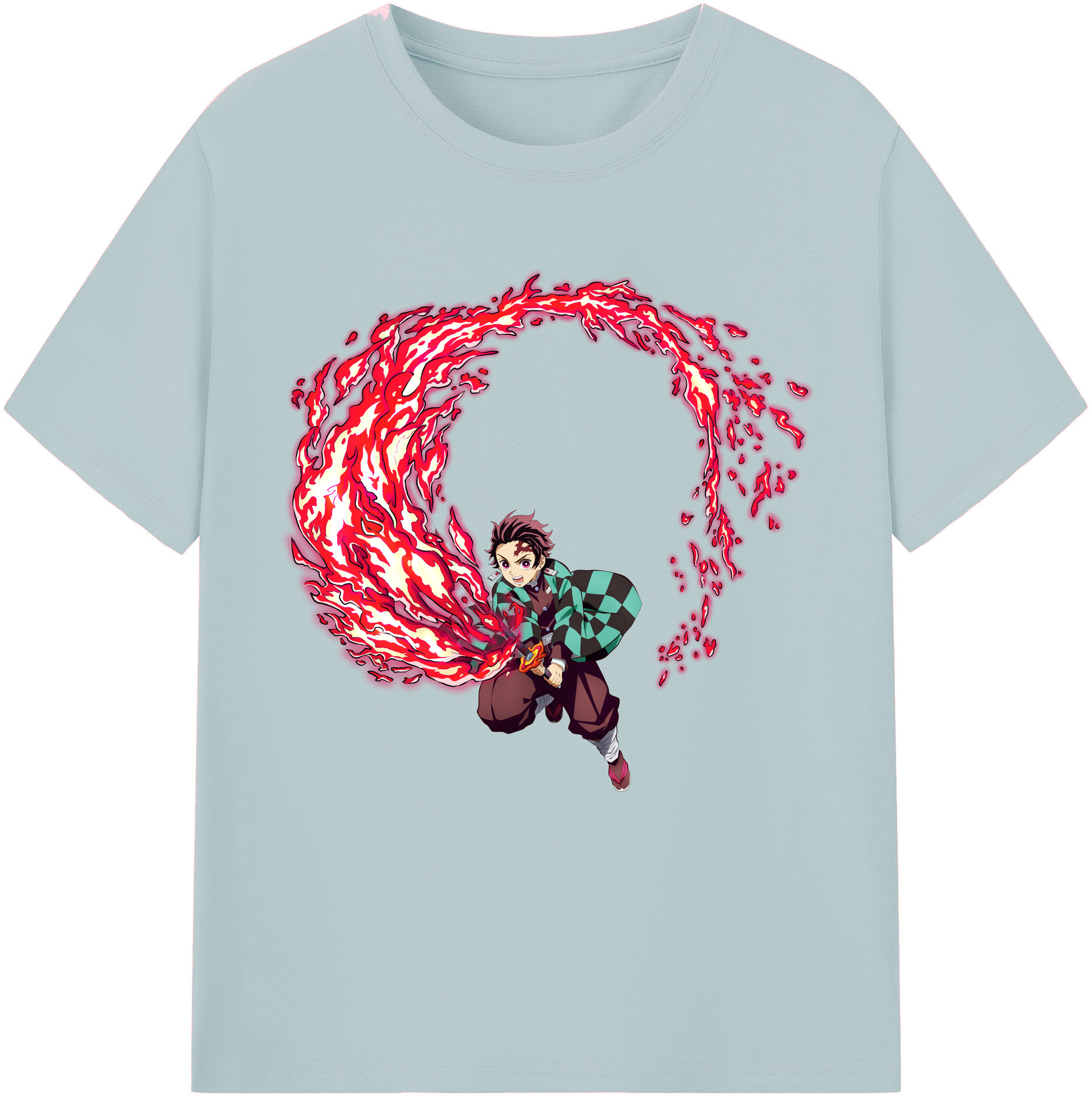 （画像用） 鬼滅の刃 竈門 炭治郎／かまど たんじろう Kamado Tanjirou 綿100％半袖Tシャツ（フロントプリント）